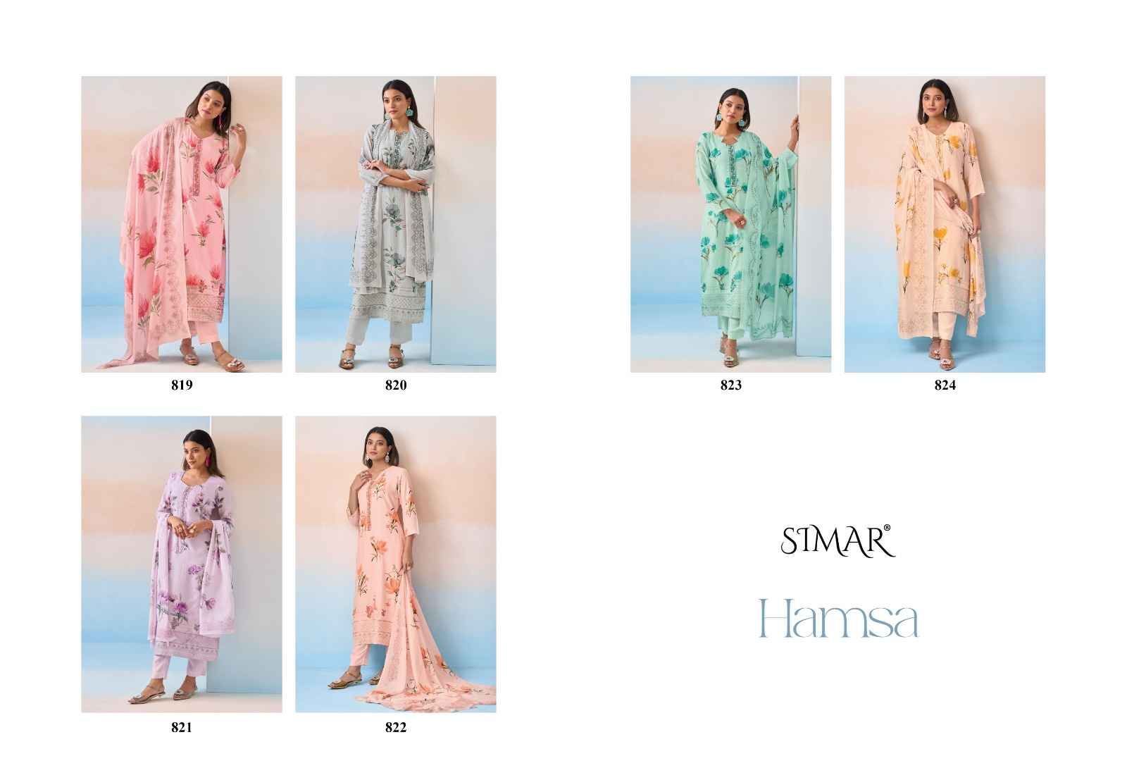 Simar Hamsa Viscouse Musline Dress Material 6 pcs Catalogue