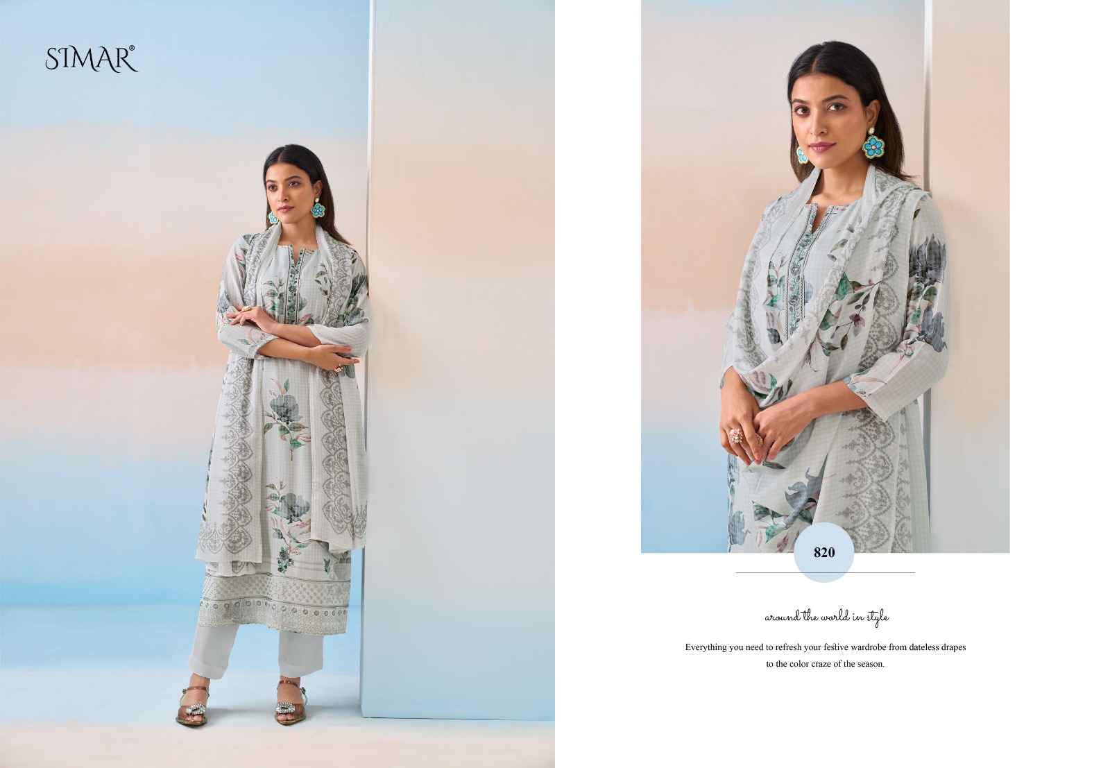 Simar Hamsa Viscouse Musline Dress Material 6 pcs Catalogue