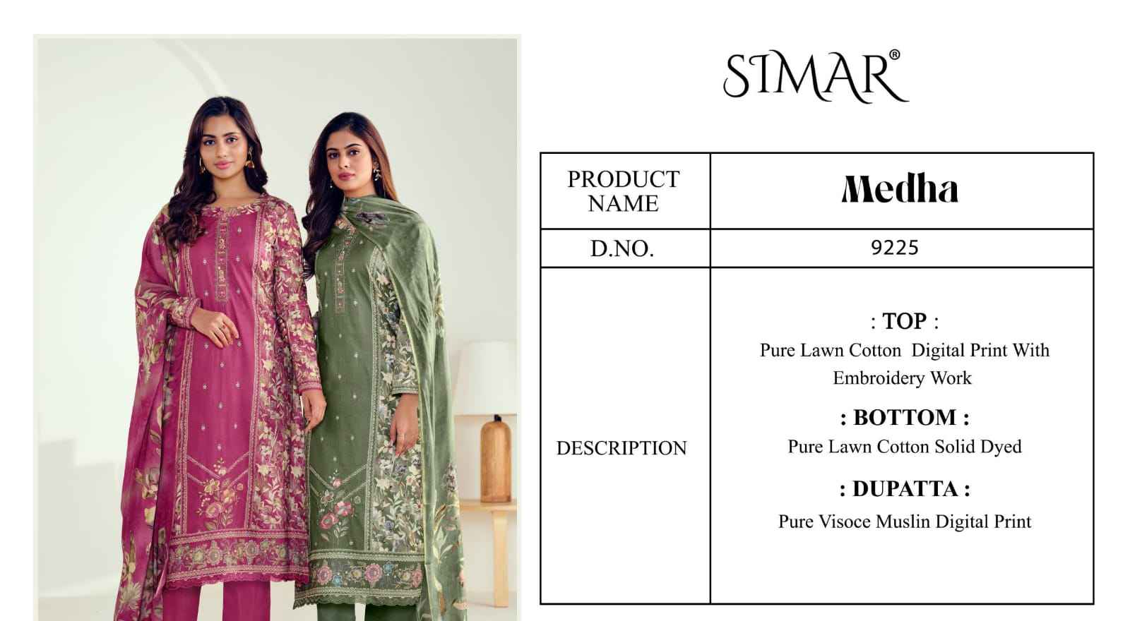 Simar Medha Lawn Cotton Dress Material 4 pcs Catalogue