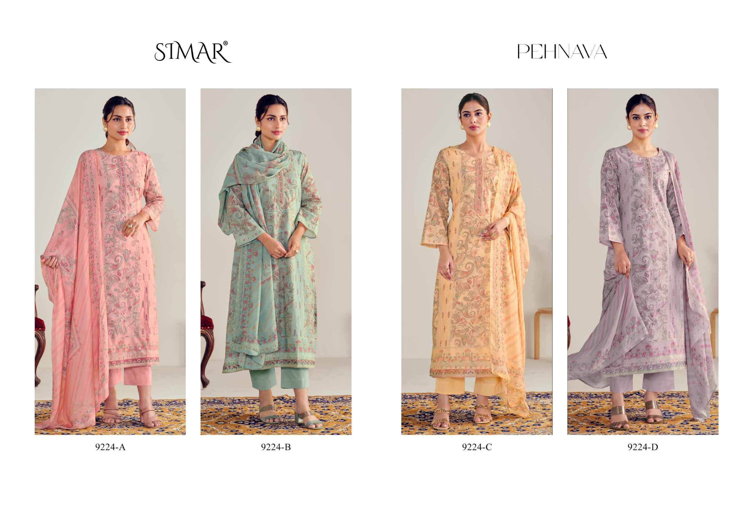 Simar Pehnava Lawn Cotton Dress Material 4 pcs Catalogue