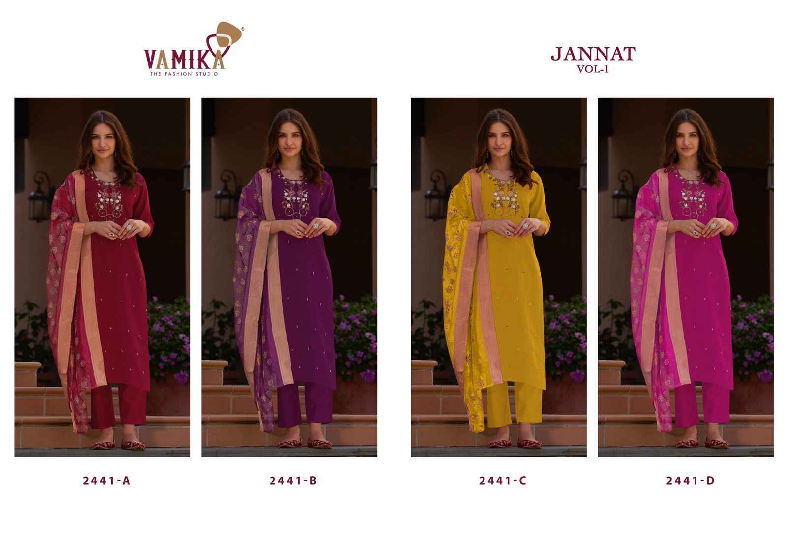 Vamika Jannat Vol 1 Viscos Vertican Silk Kurti Combo 4 pcs Catalogue