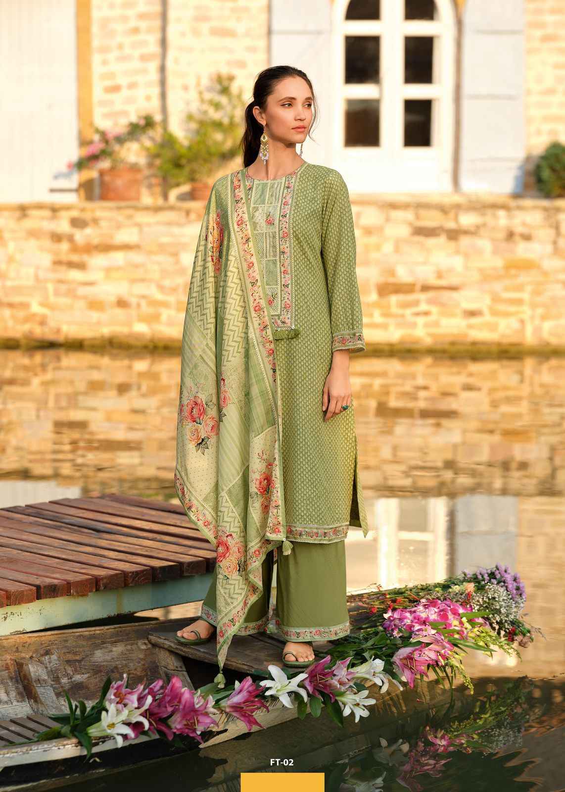 Varsha Feather Linen Cotton Dress Material 3 pcs Catalogue