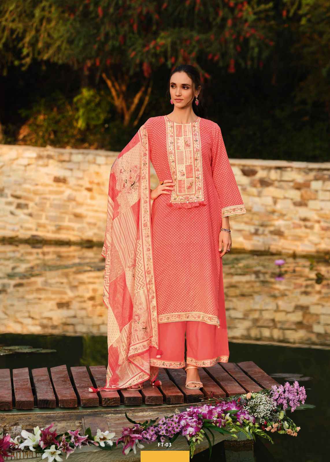 Varsha Feather Linen Cotton Dress Material 3 pcs Catalogue