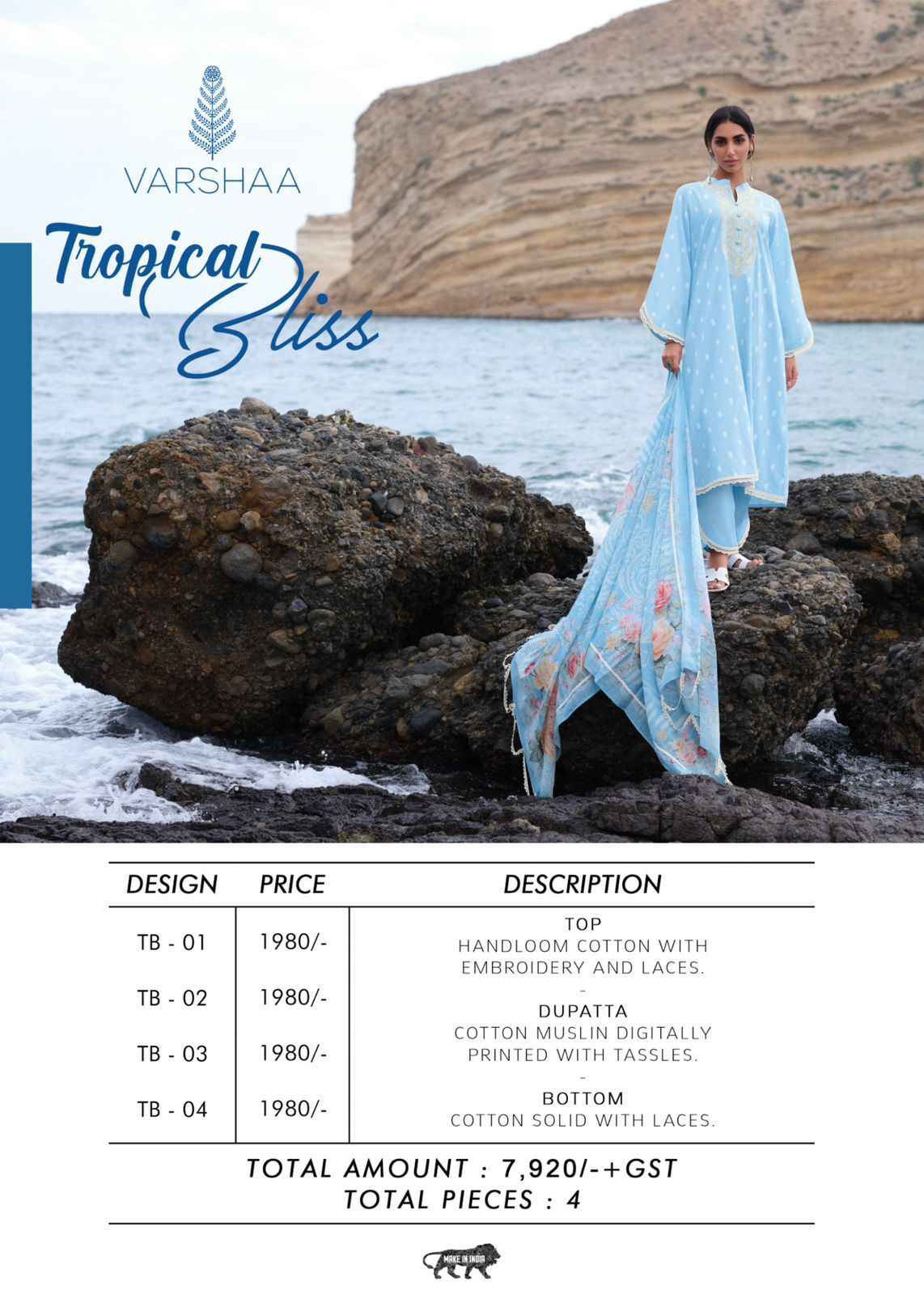 varsha cotton dress material catalogue Varsha Tropical Bliss Handloom Cotton Dress Material Designer Wholesale  Ladies Suits Supplier
