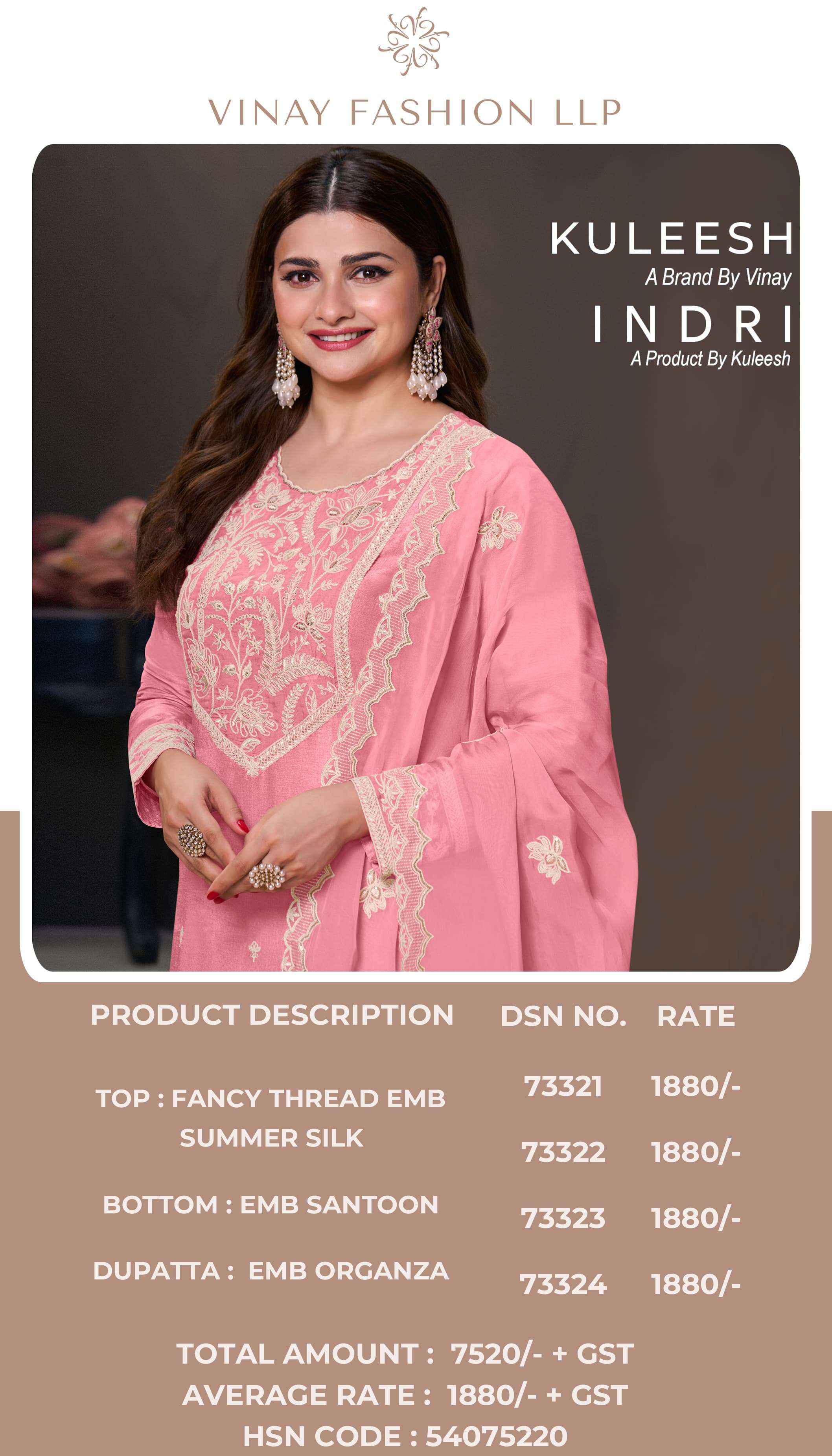Vinay Fashion Kuleesh Indri Silk Dress Material 4 pcs Catalogue