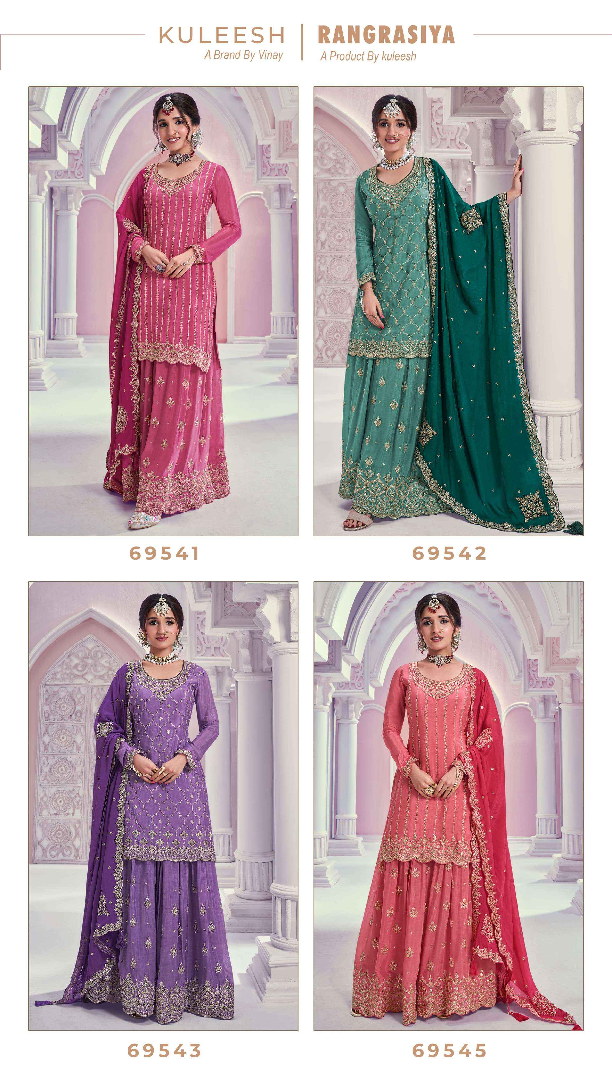 Vinay Kuleesh Rangrasiya HitList Chinon Dress Material 4 pcs Catalogue