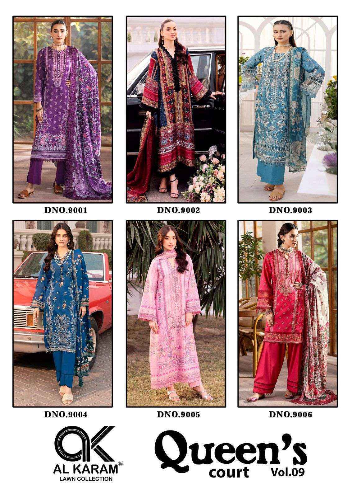 Al Karam Queens Court Vol-9 Cotton Dress Material (6 pcs Catalogue)