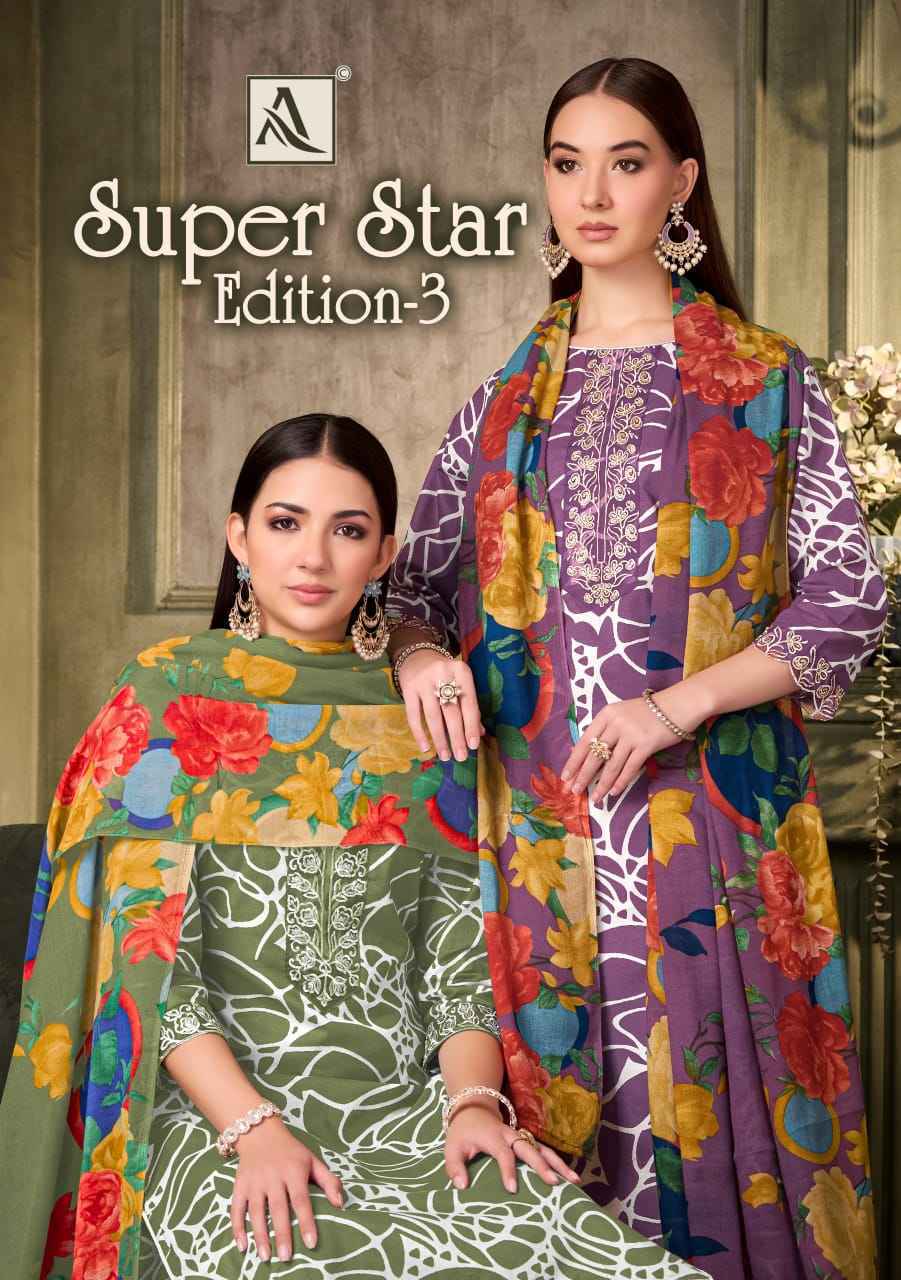 Alok Super Star Edition 3 Cambric Cotton Dress Material 6 pcs Catalogue