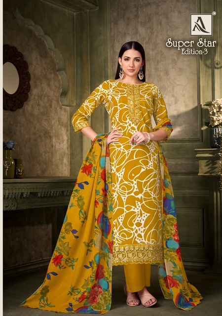 Alok Super Star Edition 3 Cambric Cotton Dress Material 6 pcs Catalogue