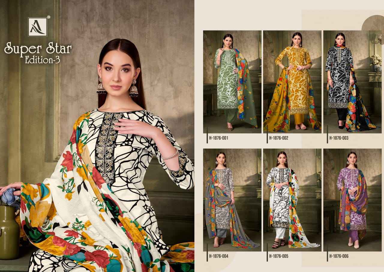 Alok Super Star Edition 3 Cambric Cotton Dress Material 6 pcs Catalogue