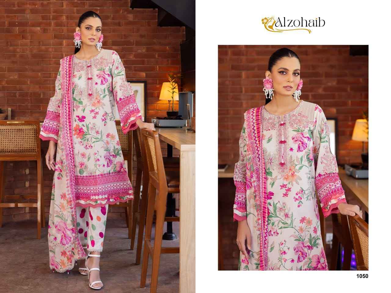 Alzohaib Girl Glam Cotton Dress Material 3 pcs Catalogue