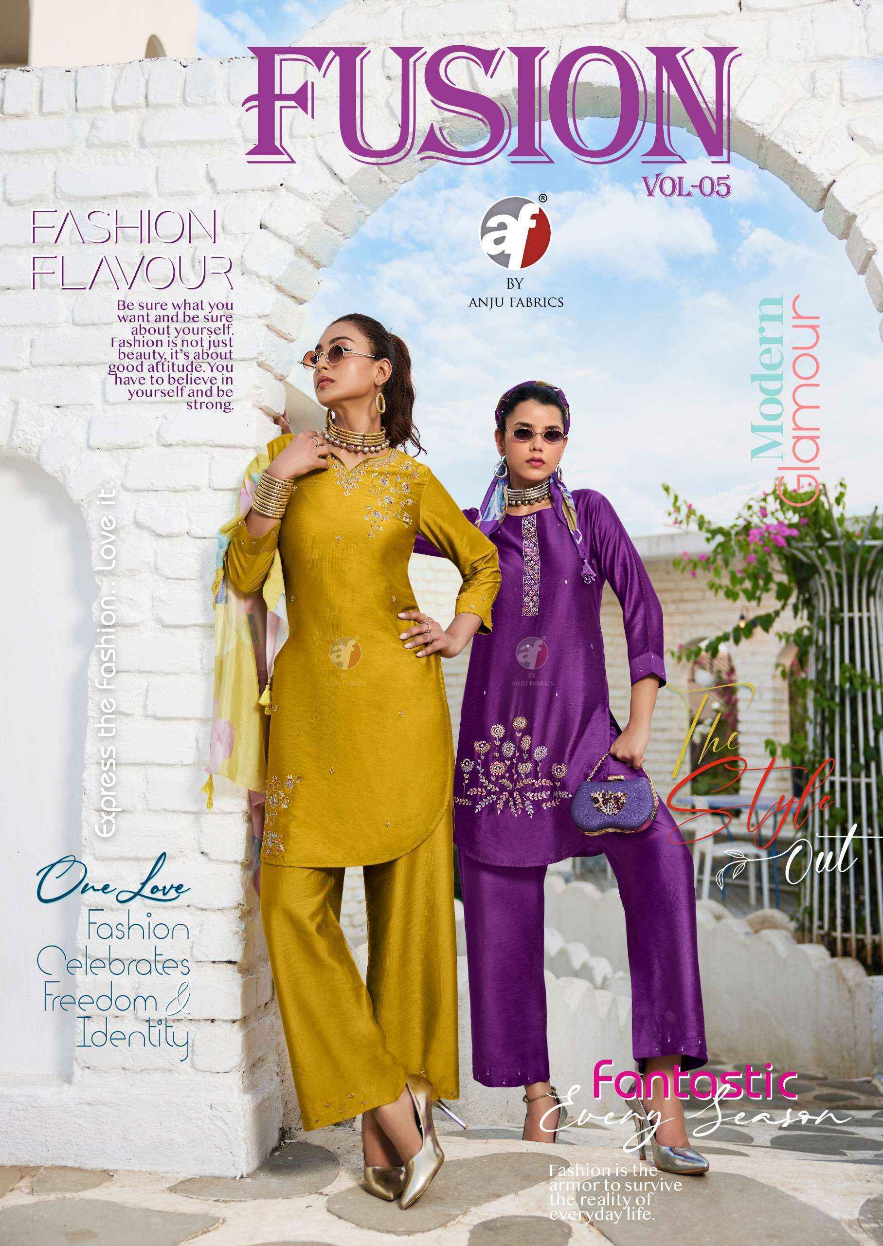 Anju Fabrics Fusion Vol-5 Viscose Kurti With Bottom (6 pcs Catalogue)