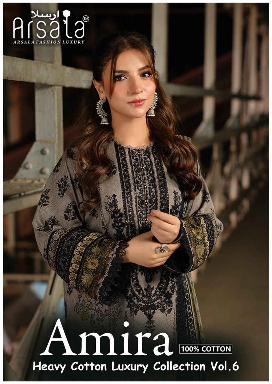 Arsala Fashion Amira Vol 6 Lawn Cotton Dress Material 6 pcs Catalogue