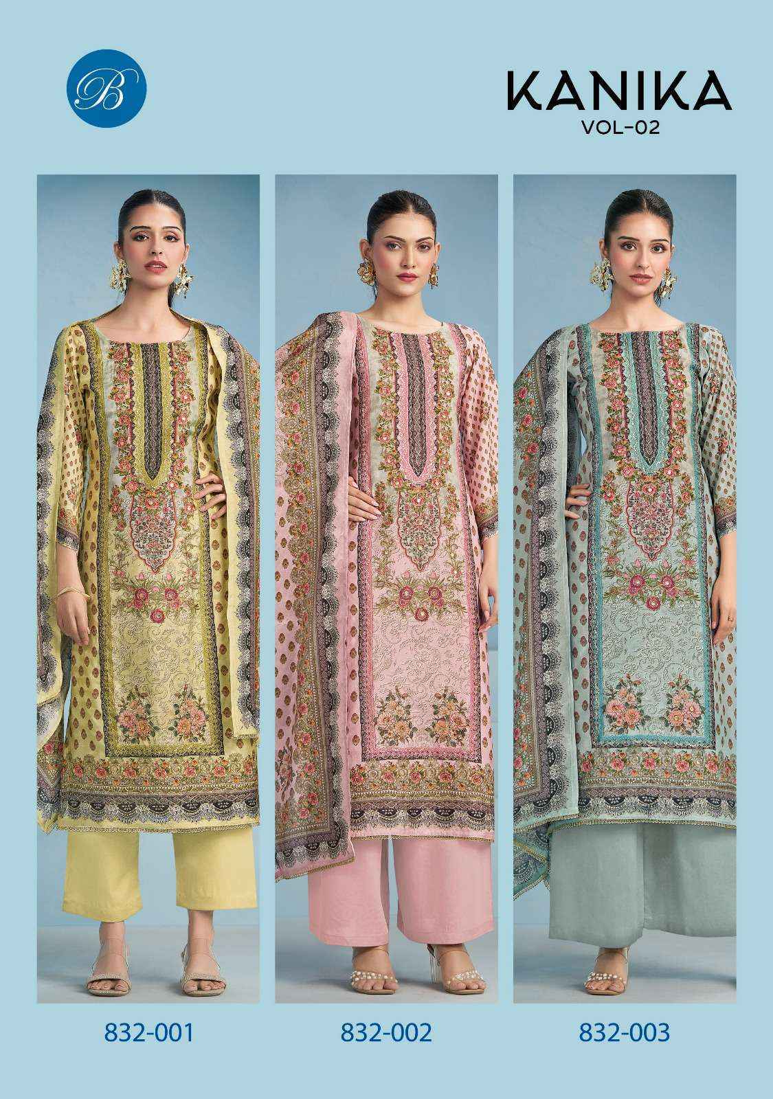Belliza Kanika Vol 2 Viscouse Musline Dress Material 3 pcs Catalogue