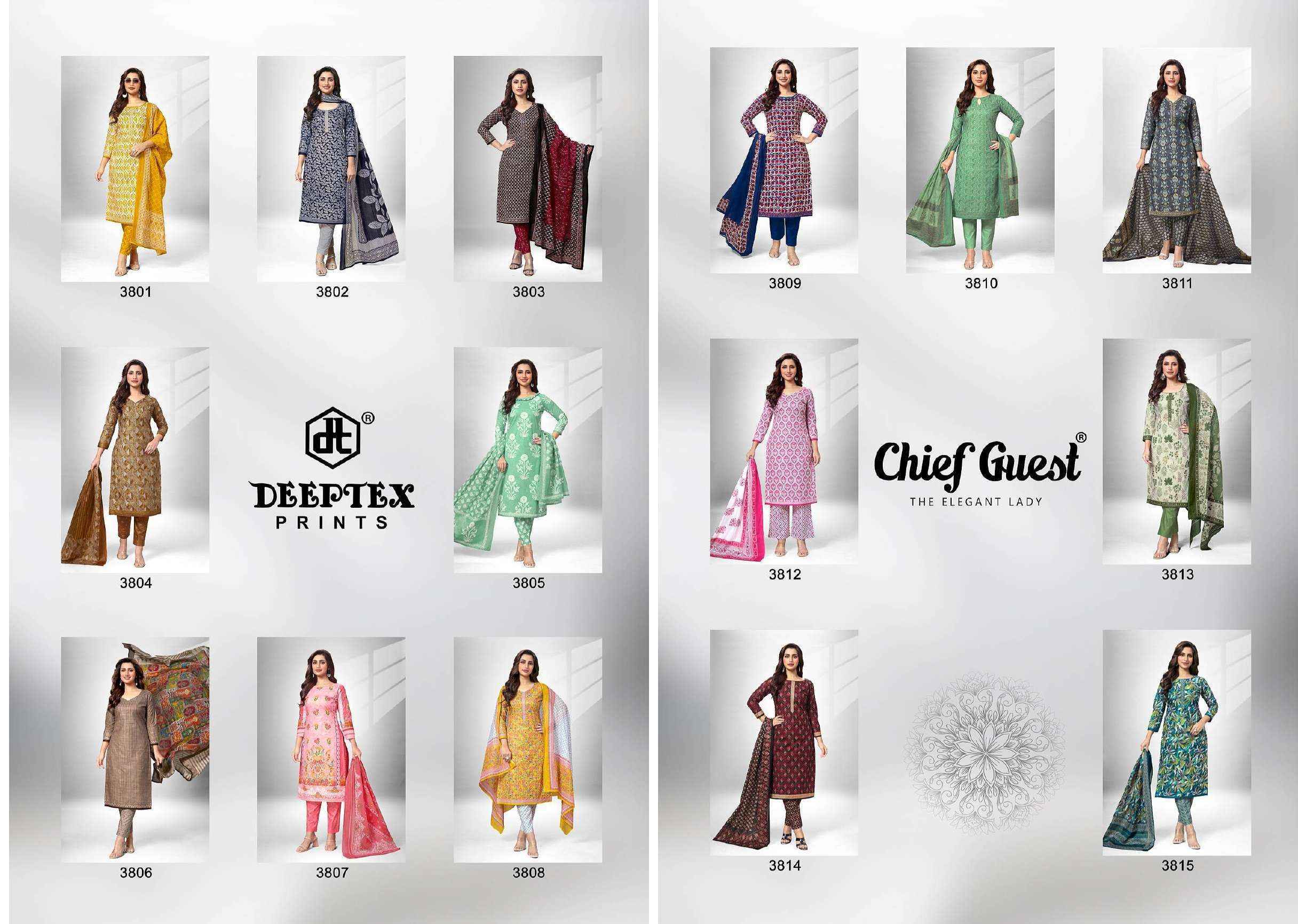Deeptex Chief Guest Vol 38 Cotton Dress Material 15 pcs Catalogue