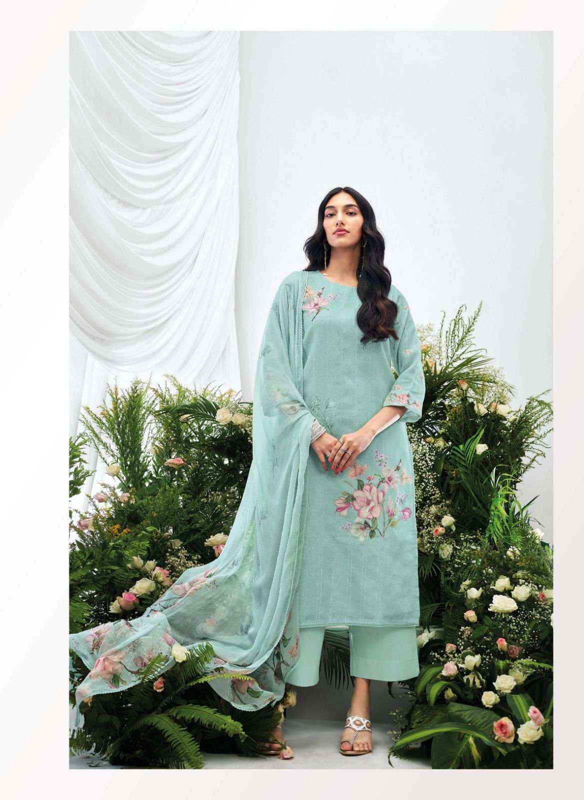 Ganga Ahren Cotton Jacquard Dress Material 6 pcs Catalogue