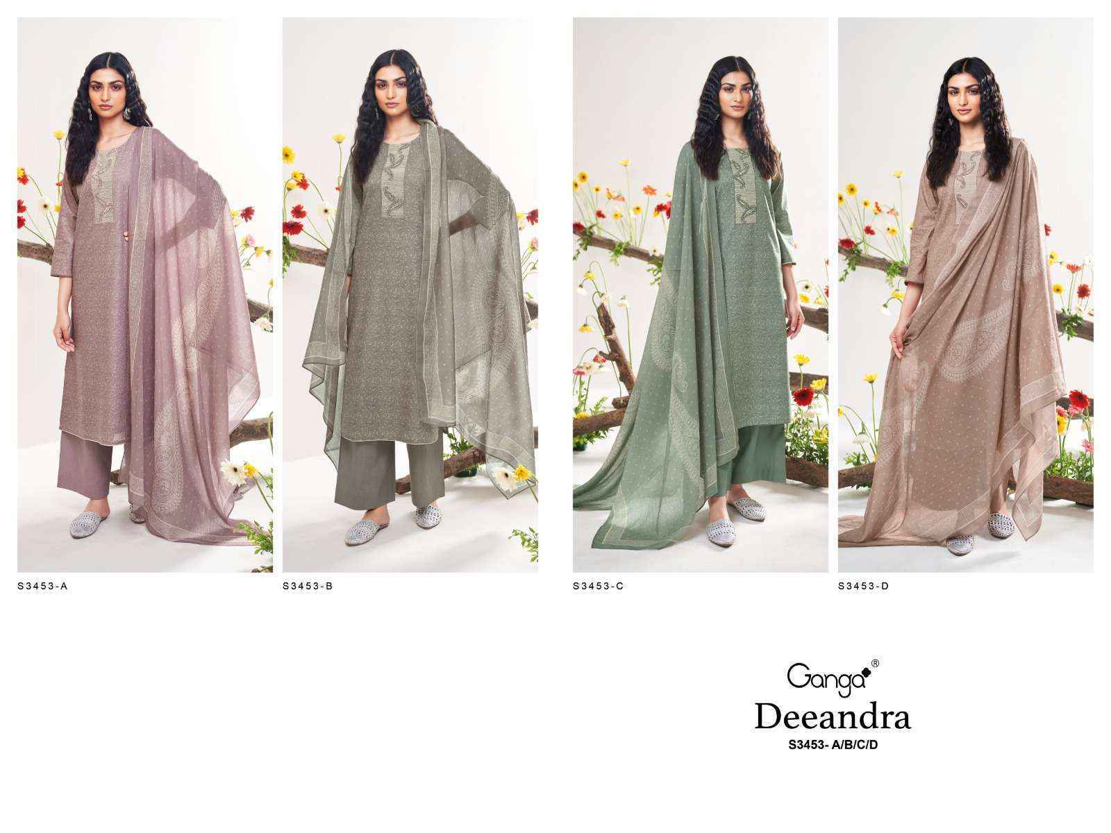 Ganga Deeandra-3453 Cotton Dress Material (4 pcs Catalogue)