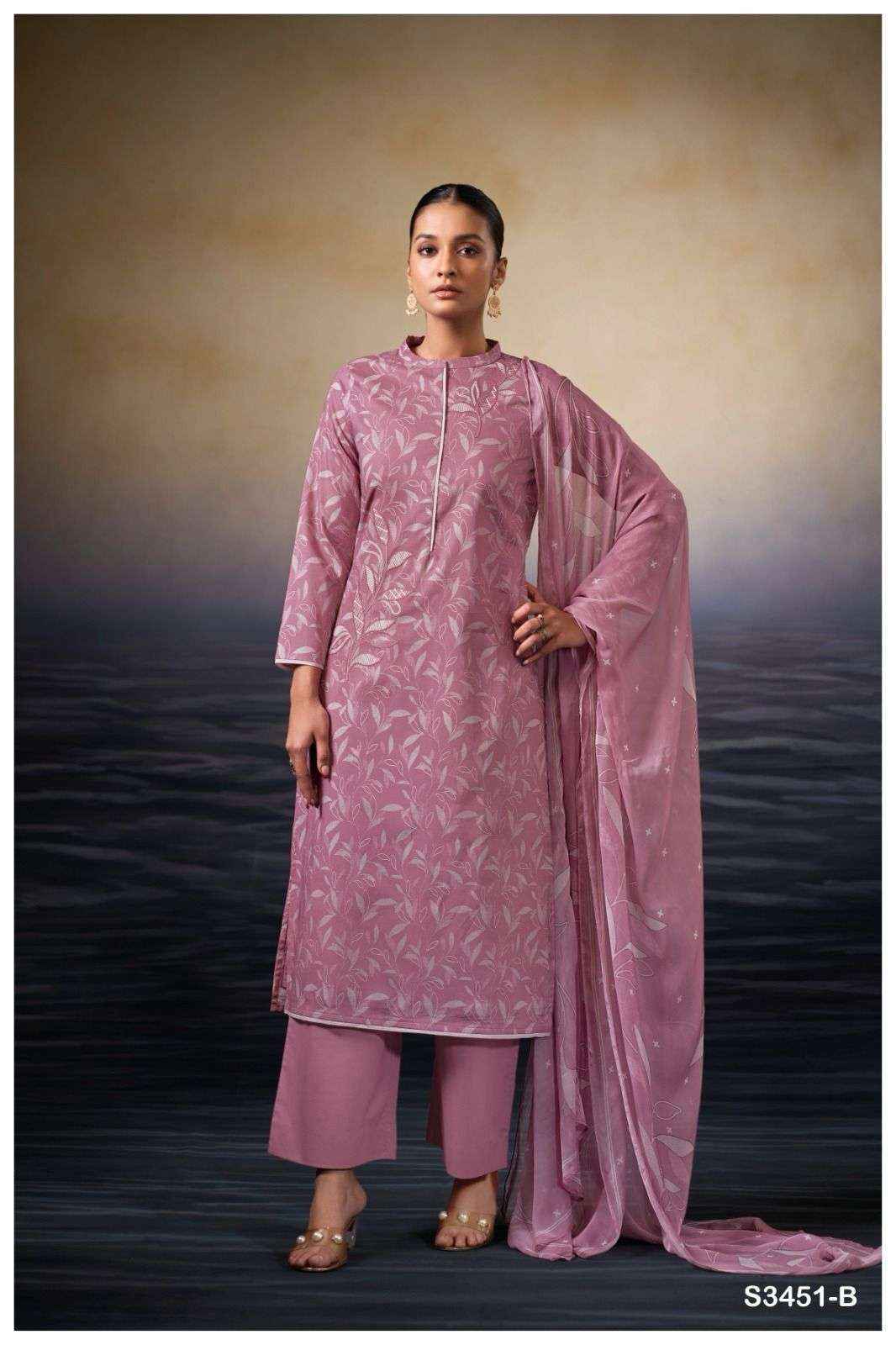 Ganga Kaczie 3451 Cotton Dress Material 4 pcs Catalogue