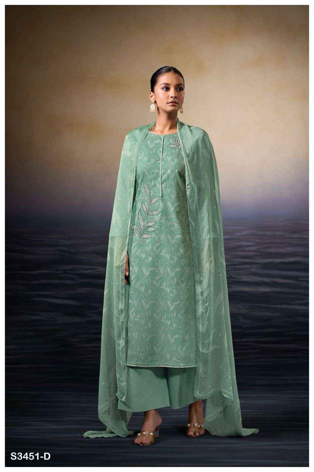 Ganga Kaczie 3451 Cotton Dress Material 4 pcs Catalogue