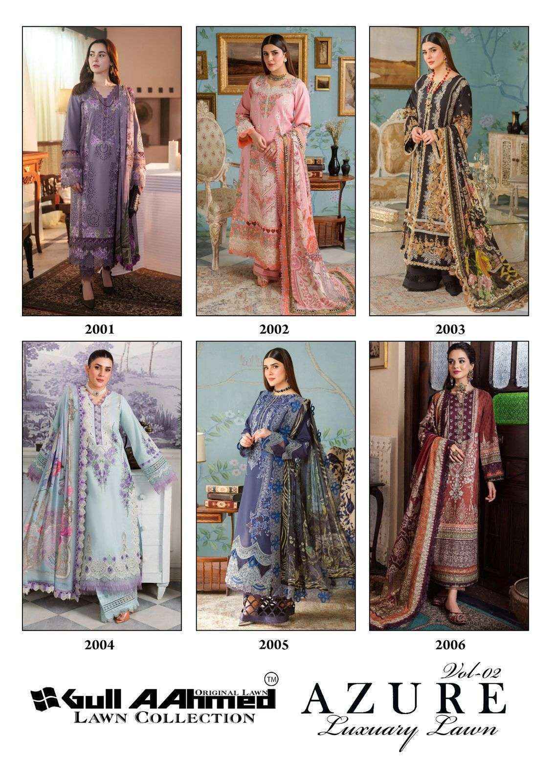 Gull Aahmed Azure Vol-2 Lawn Cotton Dress Material (6 pcs Catalogue)