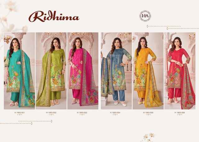 Harshit Fashion Ridhima Zam Cotton Dress Material (6 pcs Catalogue)