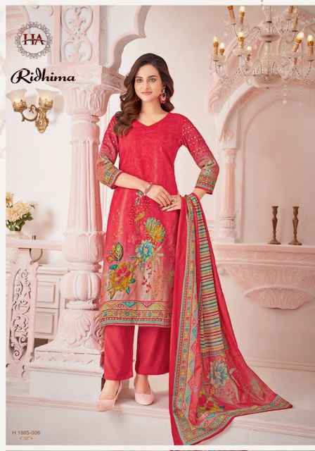 Harshit Fashion Ridhima Zam Cotton Dress Material (6 pcs Catalogue)