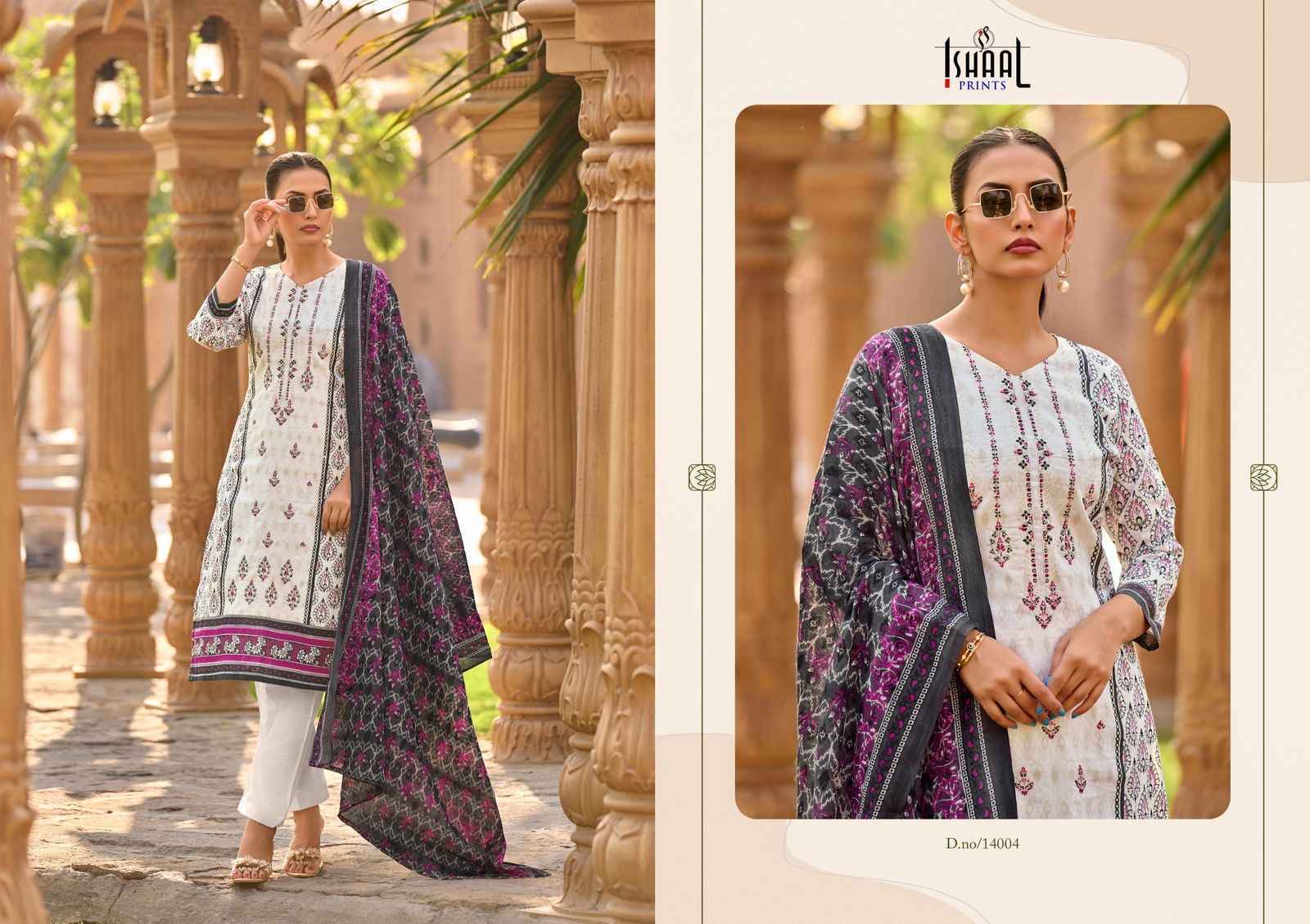 Ishaal Embroidered Vol 14 Lawn Cotton Dress Material 10 pcs Catalogue