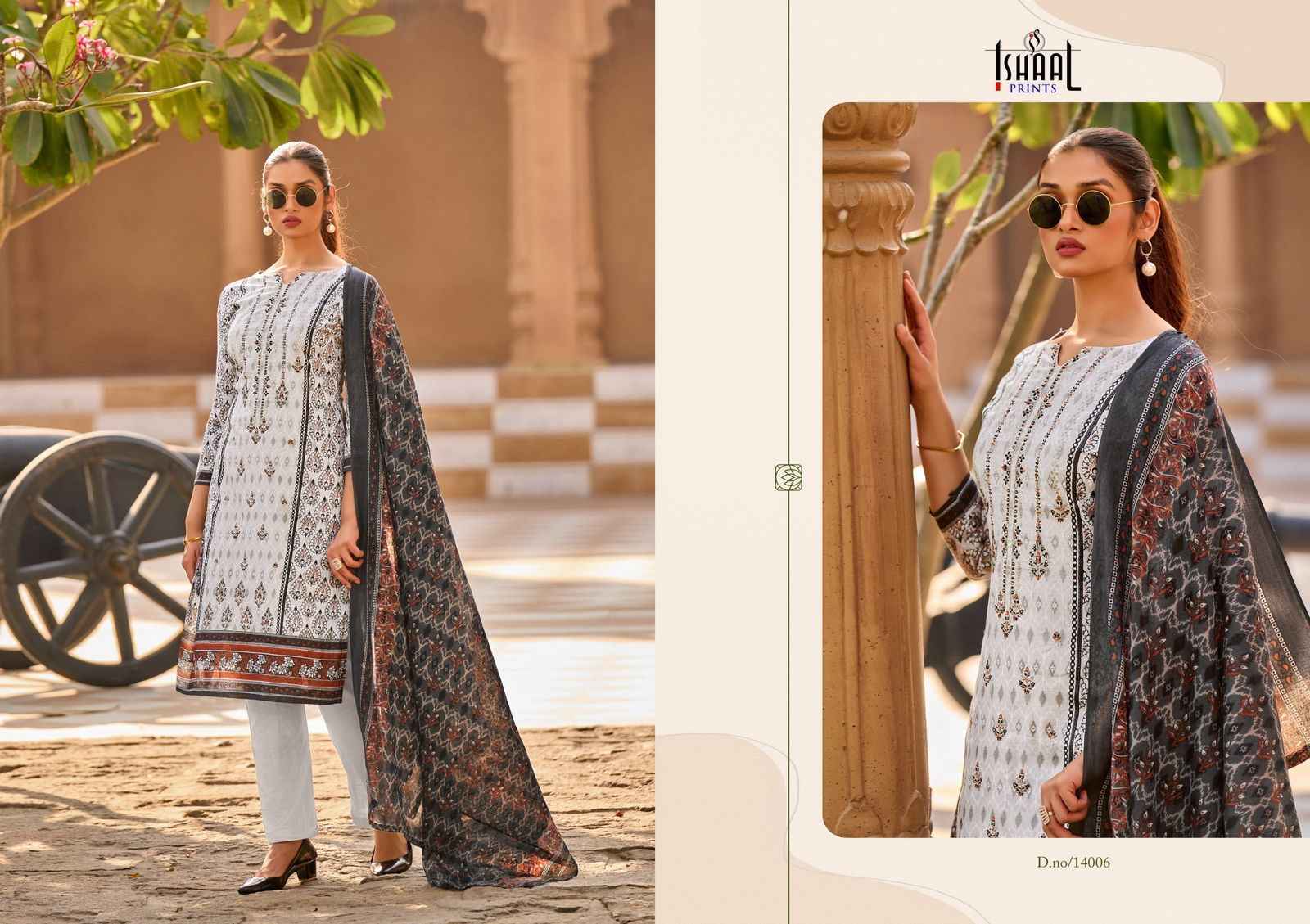 Ishaal Embroidered Vol 14 Lawn Cotton Dress Material 10 pcs Catalogue