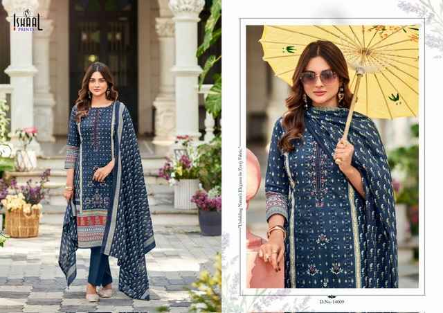Ishaal Embroidered Vol 14 Lawn Cotton Dress Material 10 pcs Catalogue