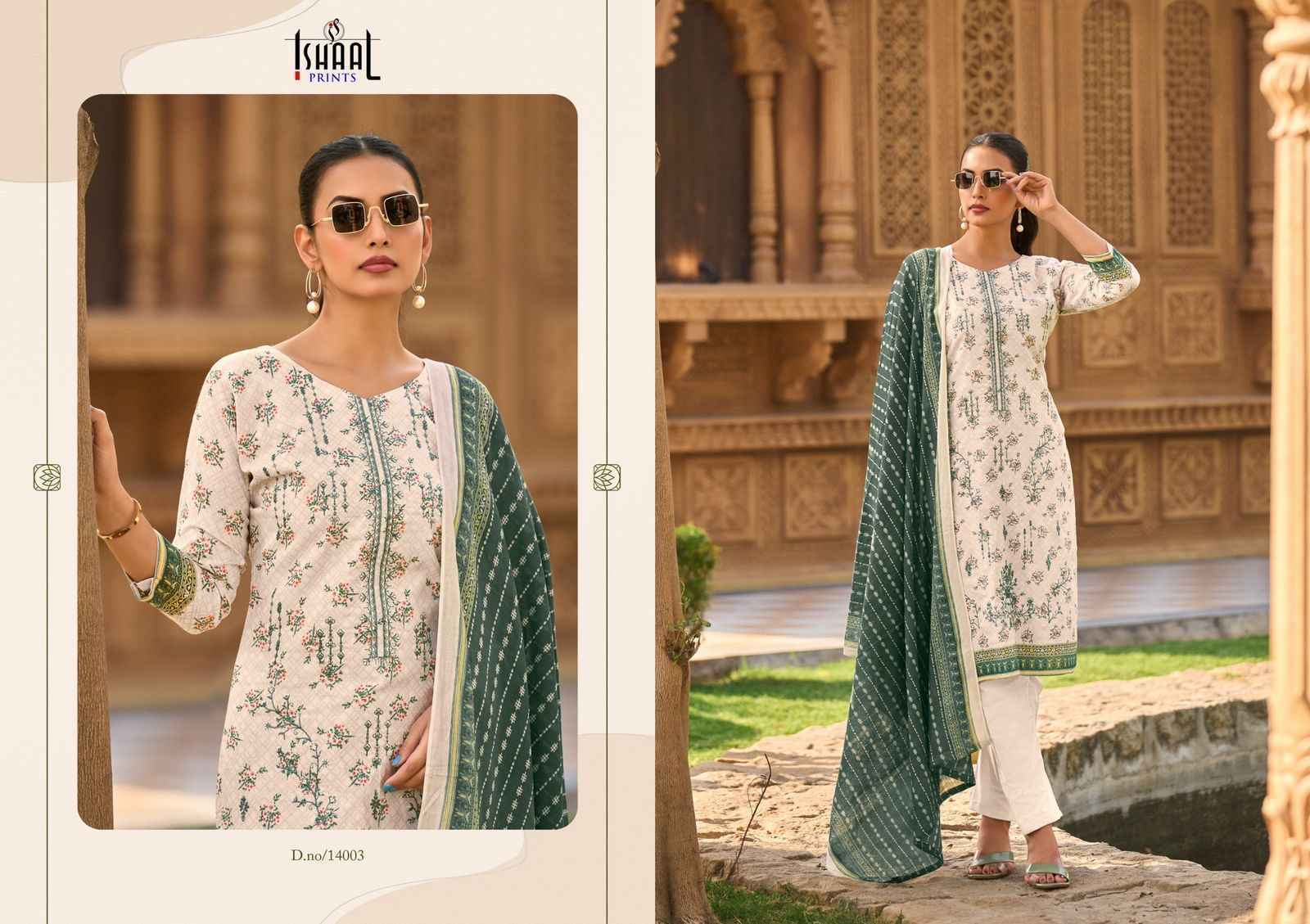Ishaal Embroidered Vol 14 Lawn Cotton Dress Material 10 pcs Catalogue