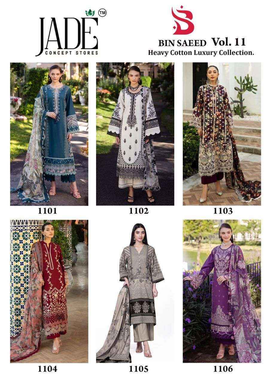 Jade Bin Saeed Heavy Luxury Vol-11 Cotton Dress Material (6 pcs Catalogue)