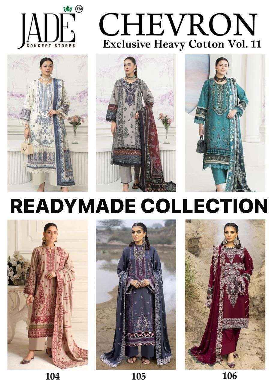 Jade Chevron Vol-11 Readymade Lawn Cotton Dress (6 Pcs Catalogue)