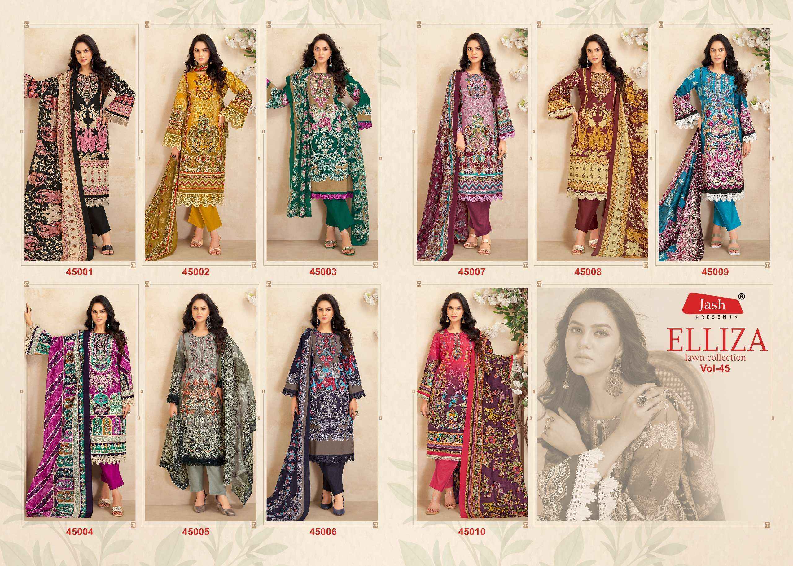Jash Elliza Vol-45 Cotton Dress Material (10 pcs Catalogue)