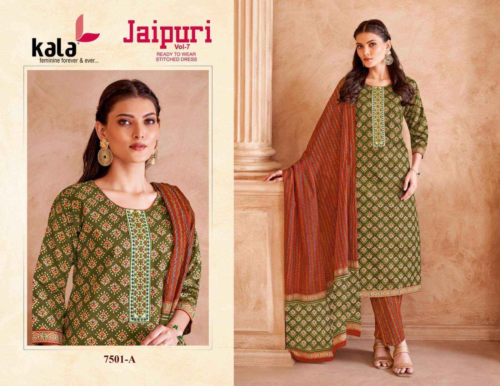 Kala Jaipuri Vol-7 Readymade Cotton Dress (12 Pc Catalogue)