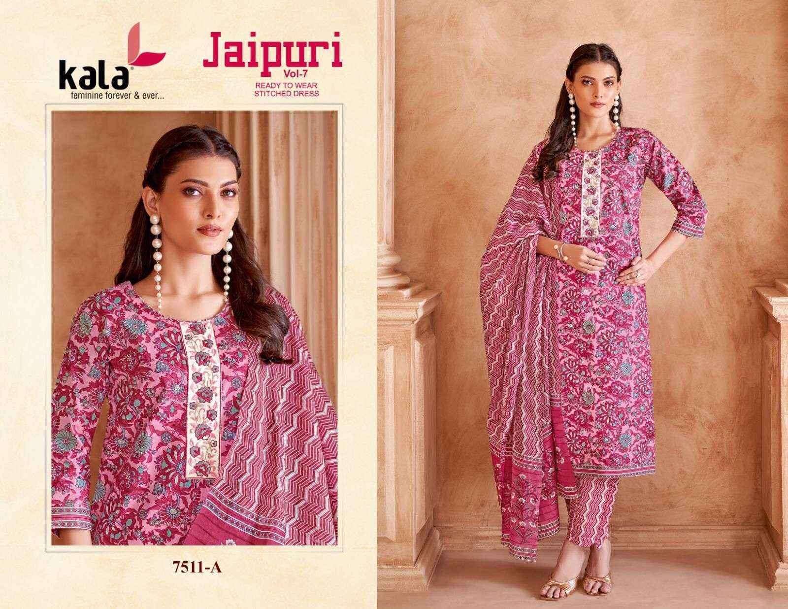 Kala Jaipuri Vol-7 Readymade Cotton Dress (12 Pc Catalogue)