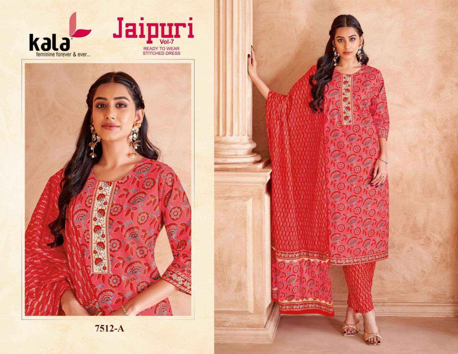 Kala Jaipuri Vol-7 Readymade Cotton Dress (12 Pc Catalogue)