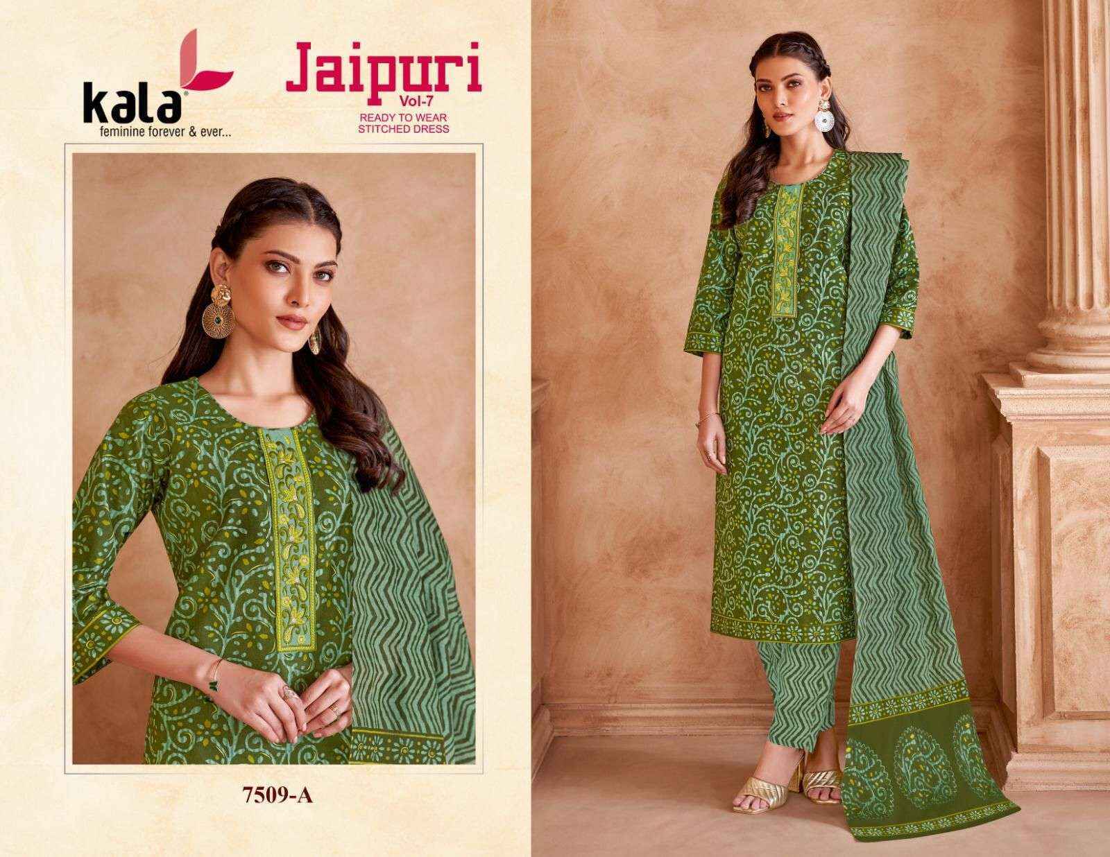 Kala Jaipuri Vol-7 Readymade Cotton Dress (12 Pc Catalogue)