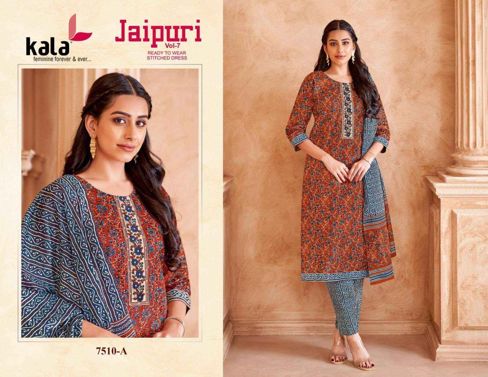 Kala Jaipuri Vol-7 Readymade Cotton Dress (12 Pc Catalogue)