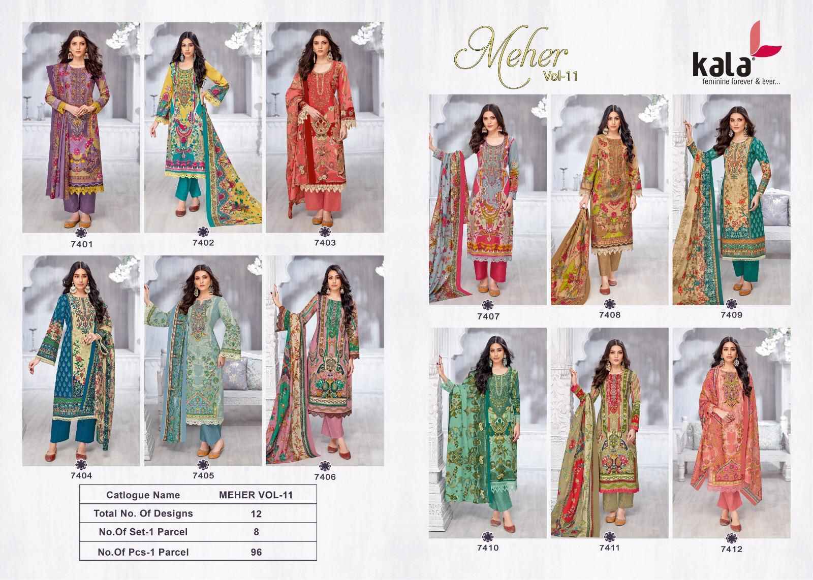 Kala Meher Vol 11 Cotton Dress Material 12 pcs Catalogue