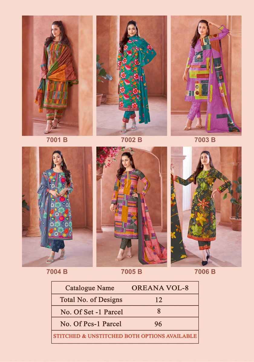Kala Oreana Vol-8 Cotton Dress Material (12 pcs Catalogue)