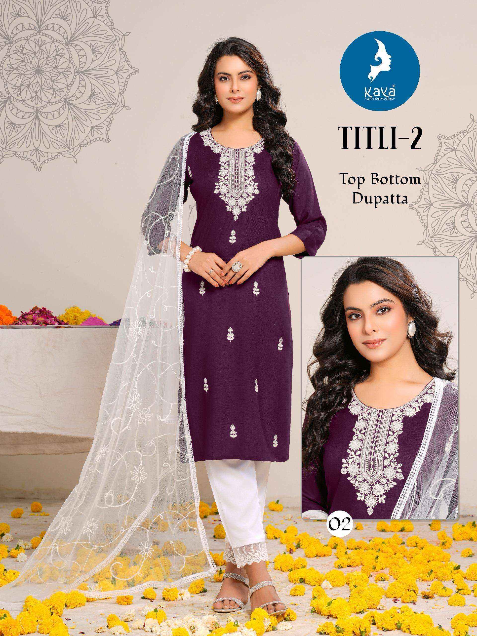 Kaya Titli Vol-2 Rayon Readymade Suit (6 pcs Catalogue)