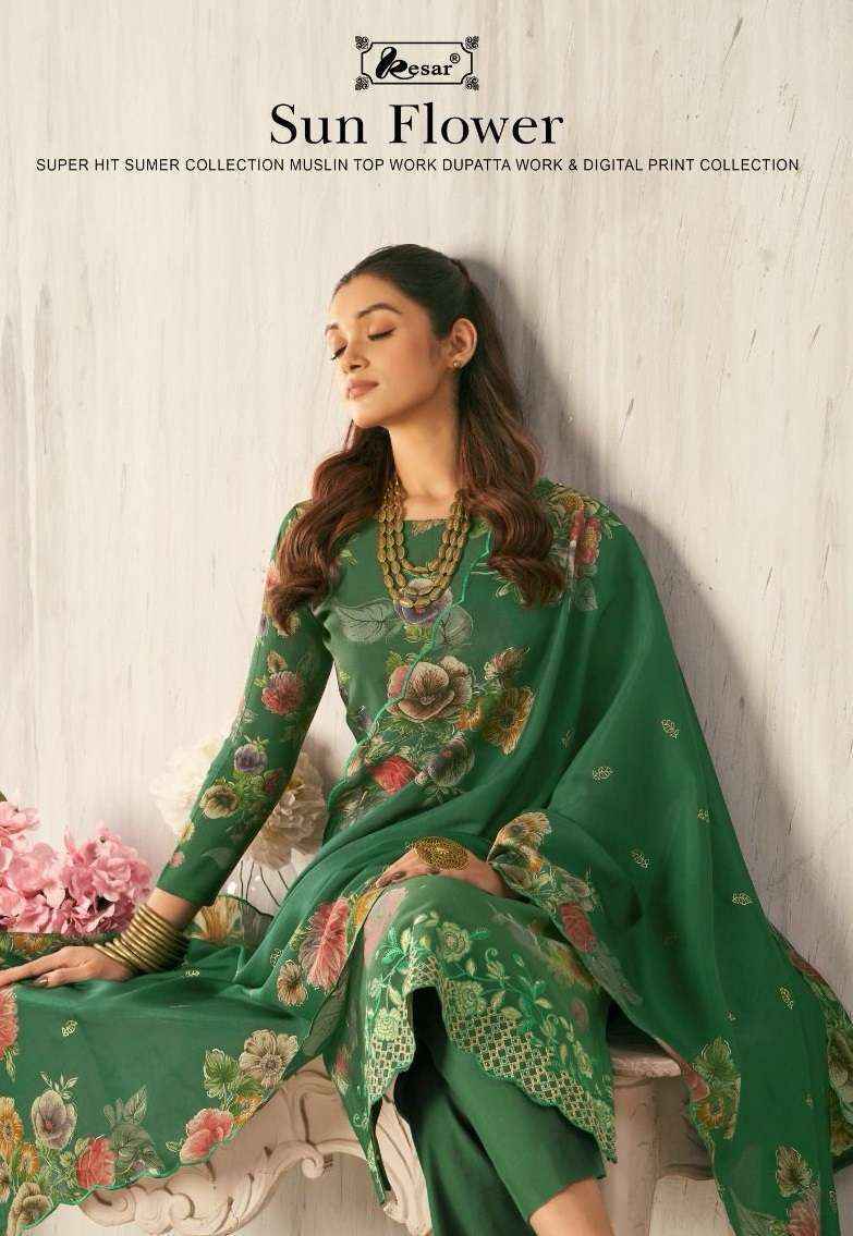 Kesar Sunflower Viscouse Musline Dress Material 6 pcs Catalogue