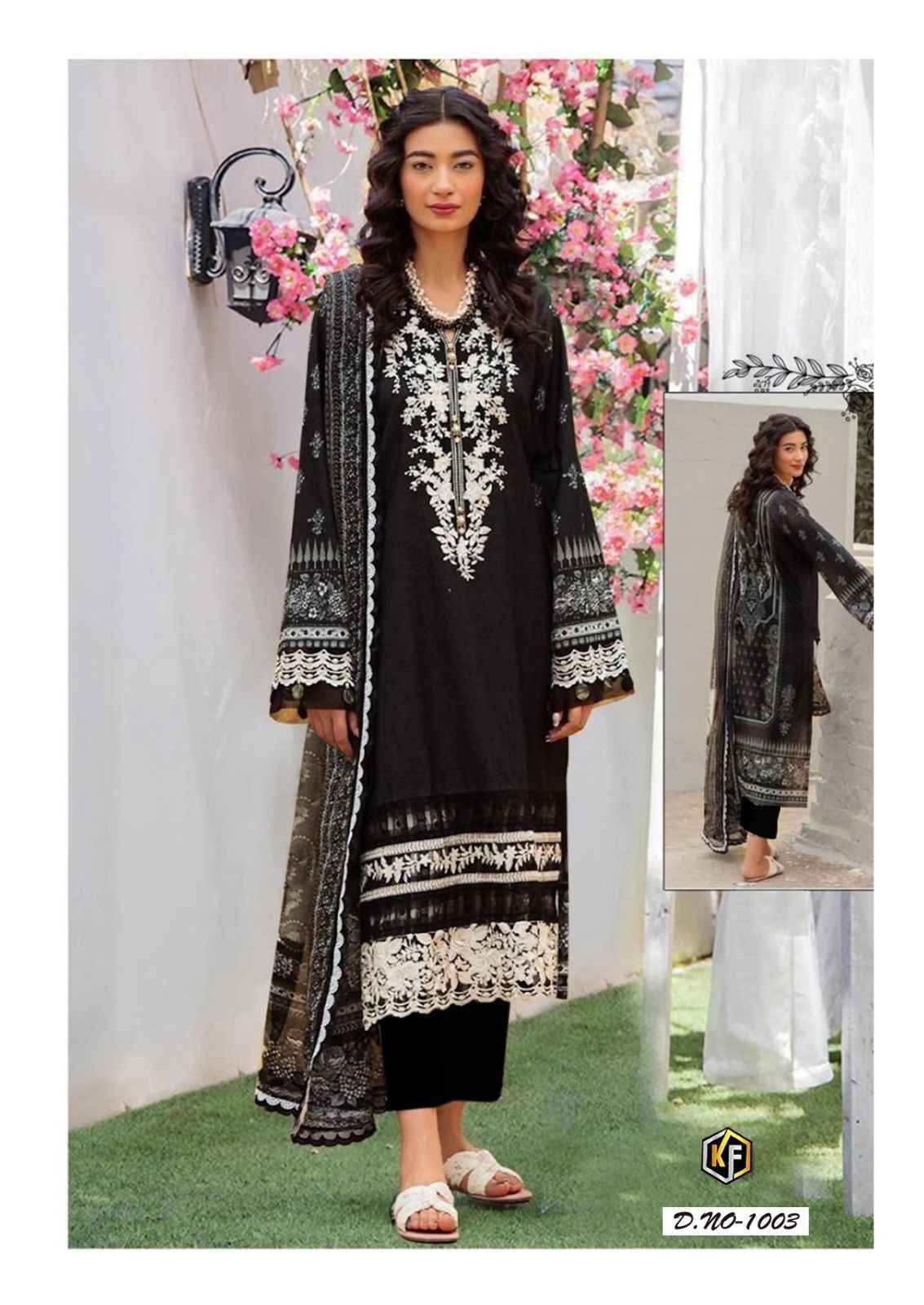 Keval Fab Image Black & White Cotton Dress Material 6 pcs Catalogue