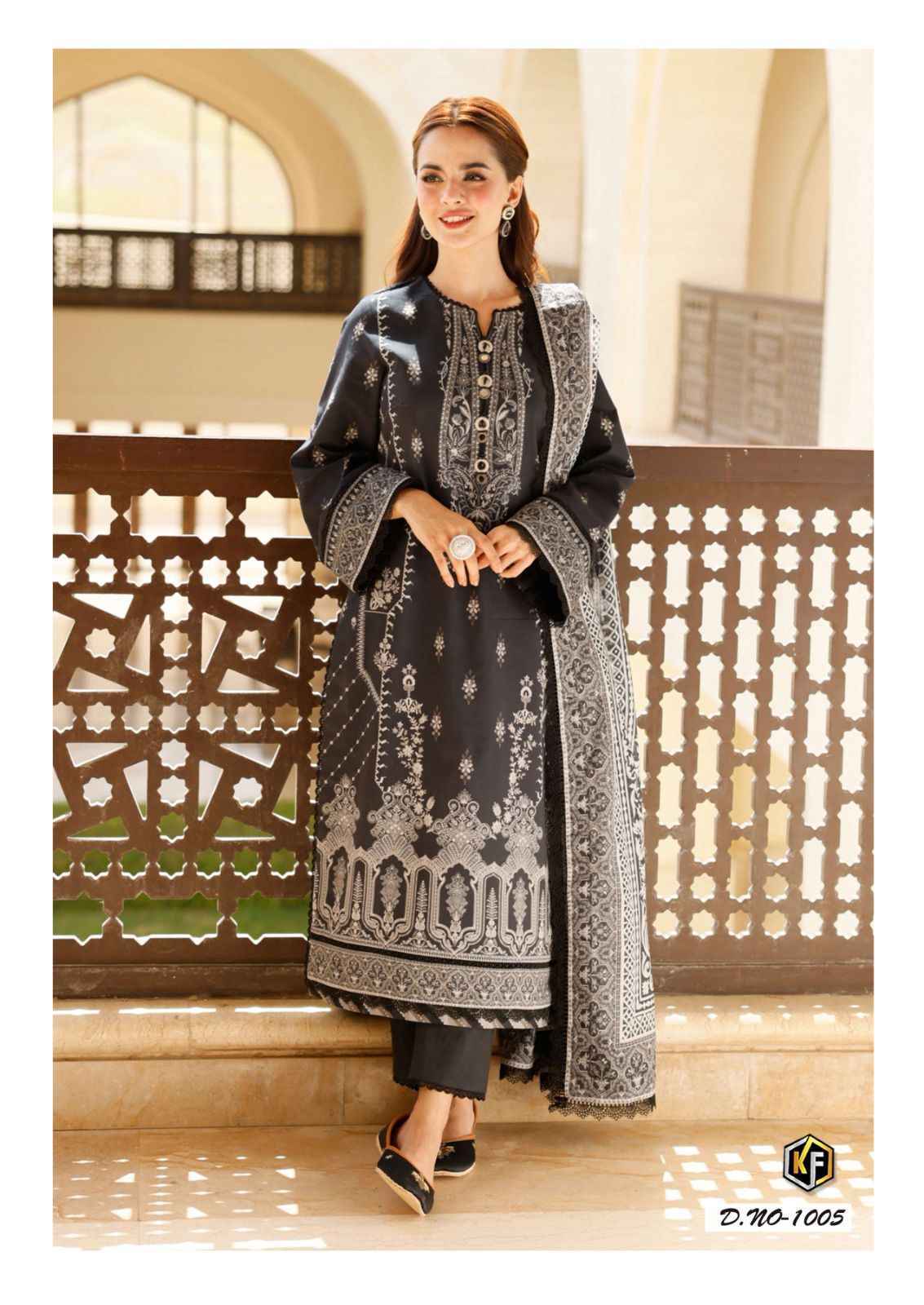 Keval Fab Image Black & White Cotton Dress Material 6 pcs Catalogue