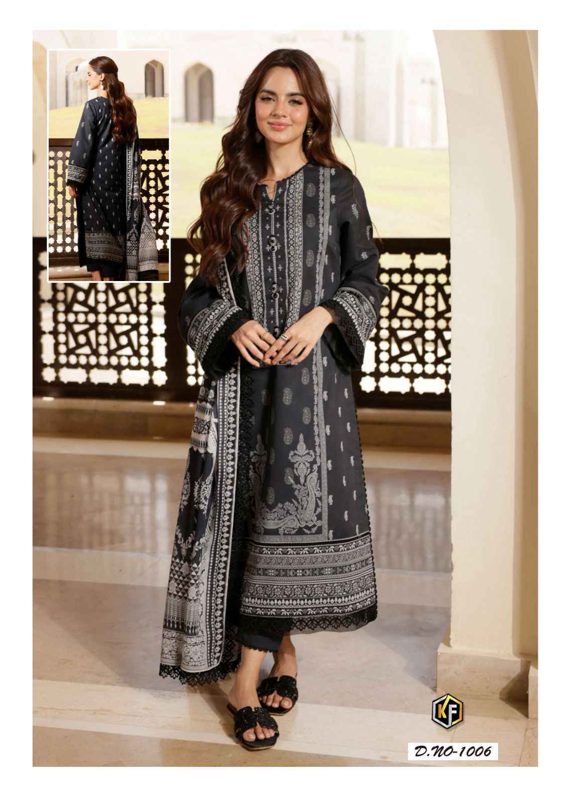 Keval Fab Image Black & White Cotton Dress Material 6 pcs Catalogue