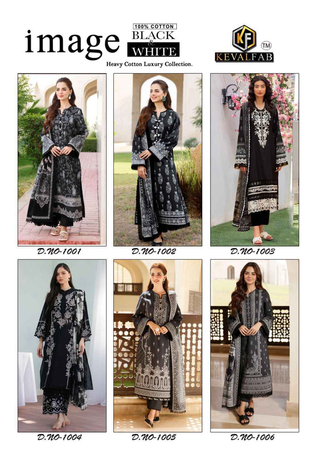 Keval Fab Image Black & White Cotton Dress Material 6 pcs Catalogue