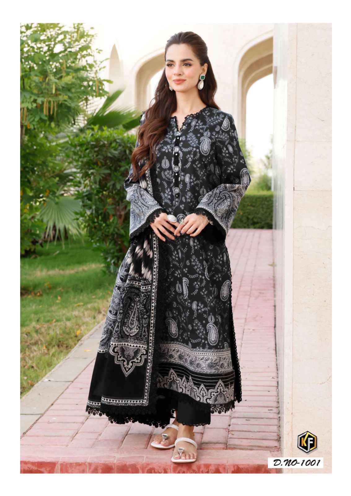 Keval Fab Image Black & White Cotton Dress Material 6 pcs Catalogue