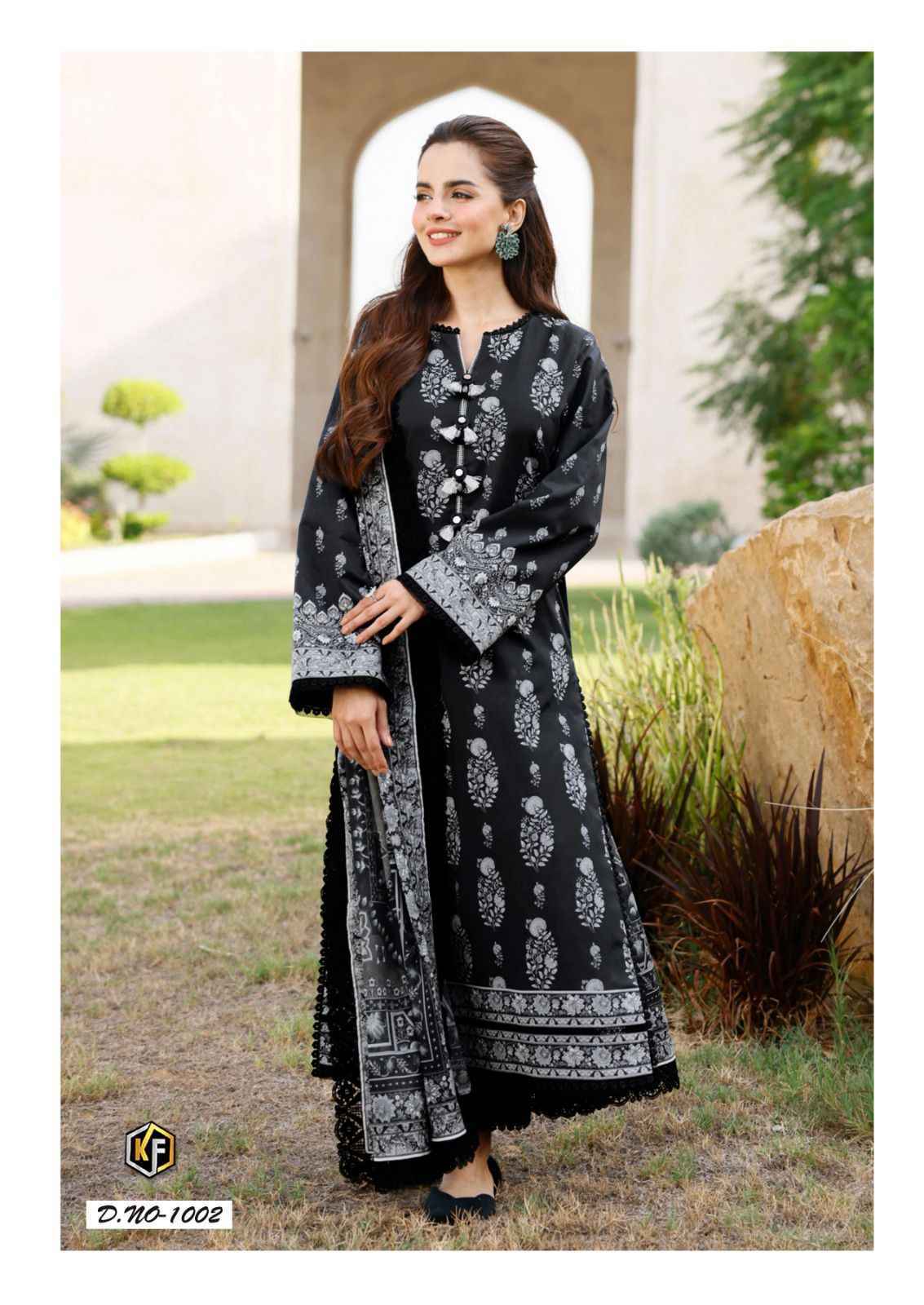 Keval Fab Image Black & White Cotton Dress Material 6 pcs Catalogue