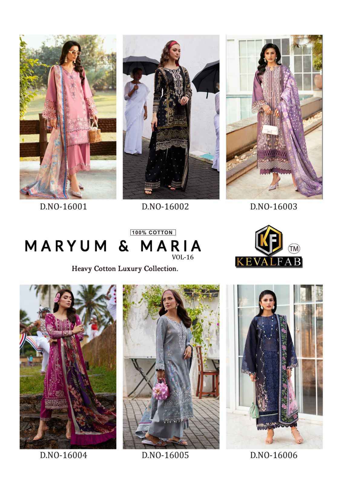 Keval Fab Maryun & Maria Vol 16 Cotton Dress Material 6 pcs Catalogue