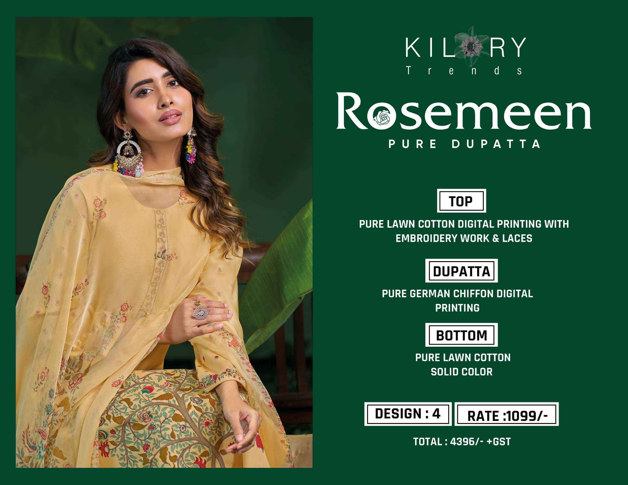 Kilory Trends Rosemeen Cotton Dress Material (4 pcs Catalogue)
